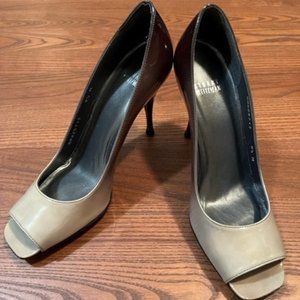 NWOB Stuart Weitzman Grey Ombre Patent Leather Open Toe Heel